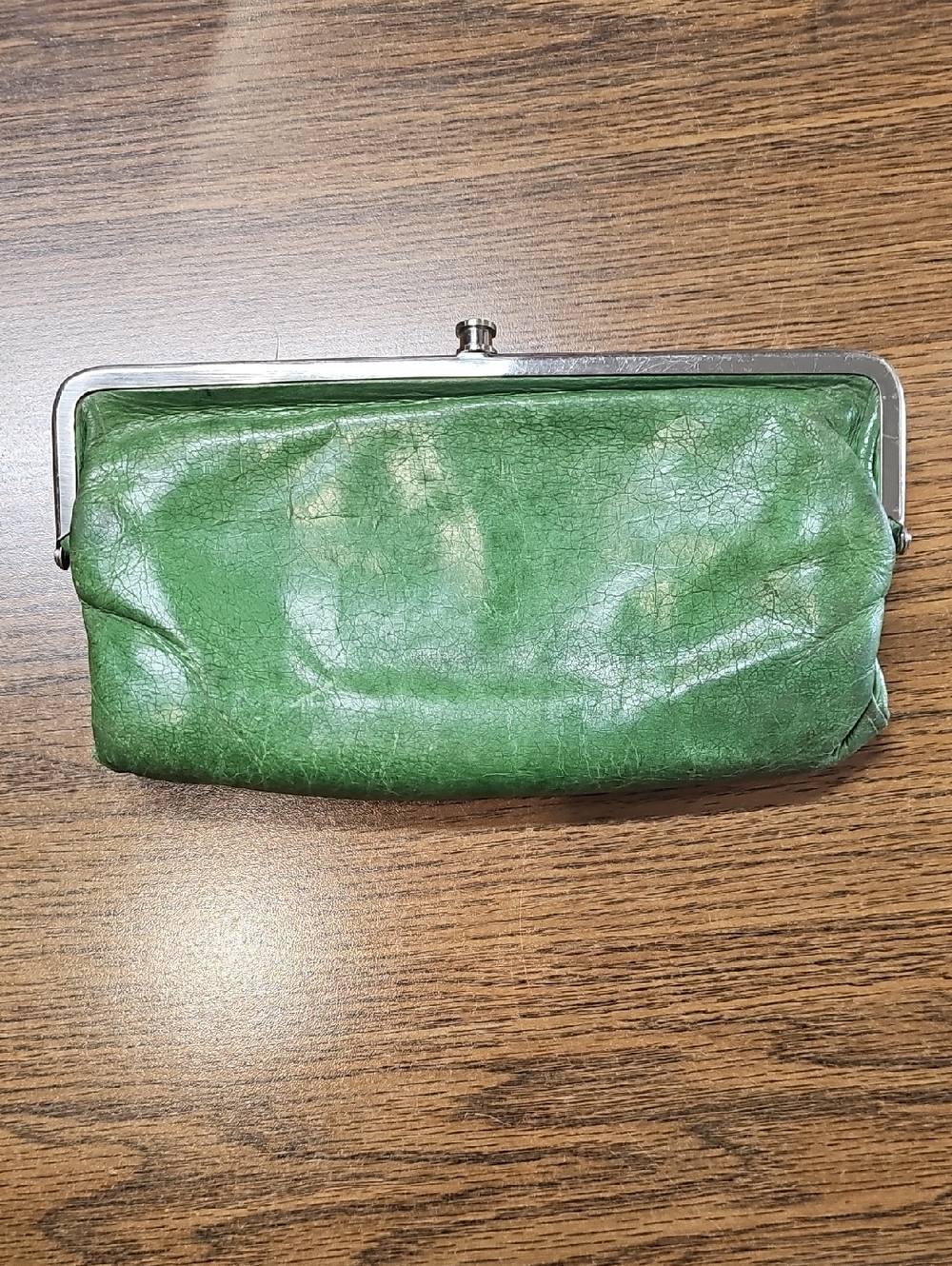 Vintage Green Hobo Leather Frame Clutch Wallet